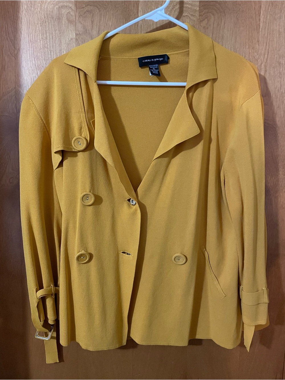 Cable & Gauge Mustard Yellow Double-Breasted Trench Jacket
